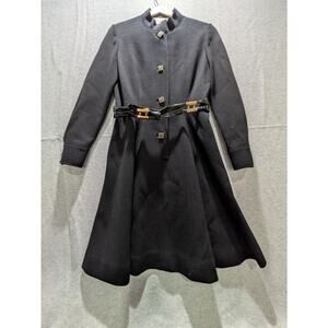 Kimberly Dress Women's XS Black 100% Wool Button-Up Knit Dress‎ Buckle VTG Read